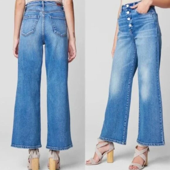 Blank NYC Denim - BLANKNYC Chrystie High Rise Button Fly Cropped Wide Leg Jeans Size 28 Retro Y2K